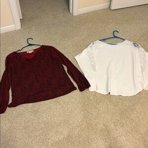 Bundle of 2 tops 1X. Red & blackMichael Kors & white dressy light weight sweater